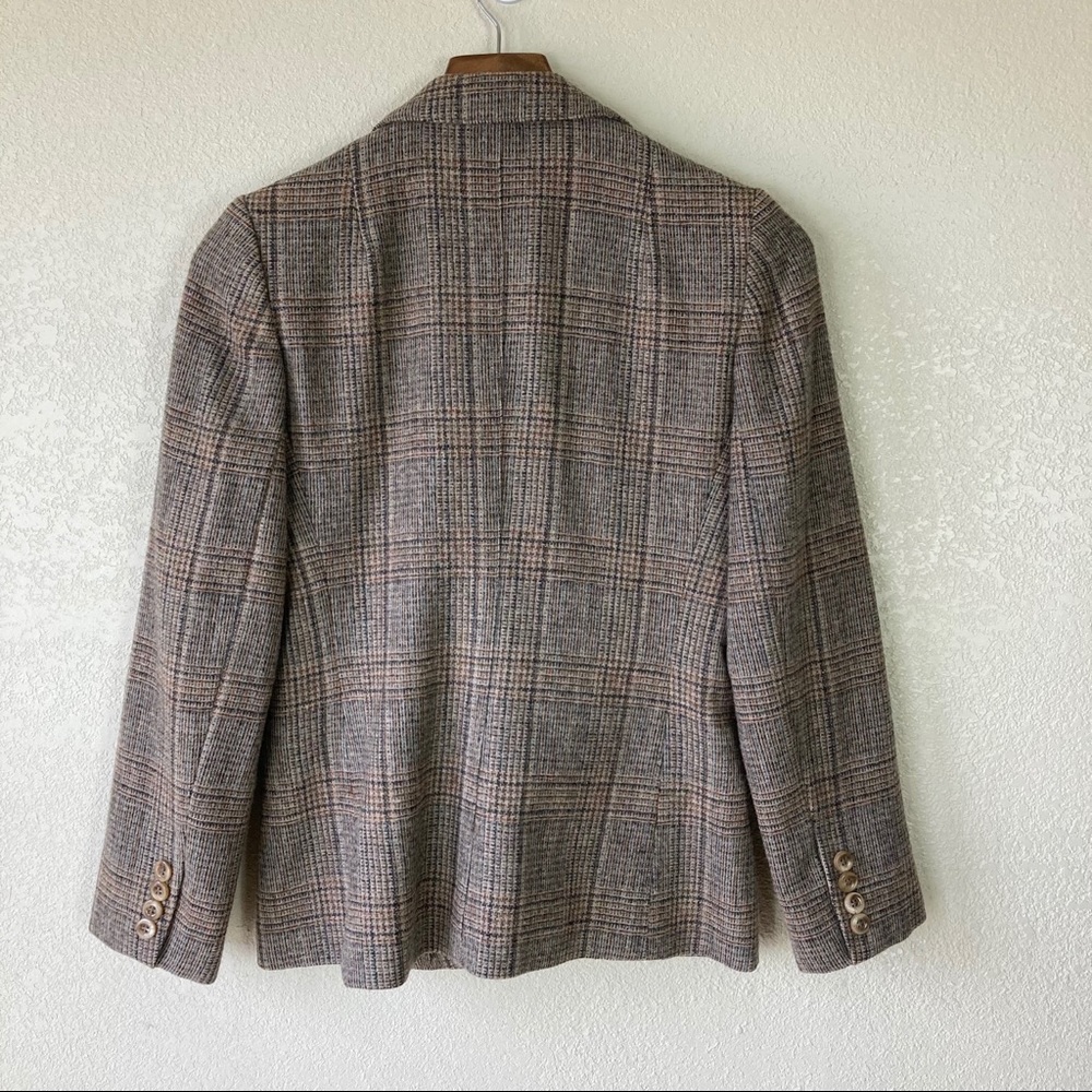 Vintage 80's Evan Picone Plaid Pure Wool Blazer - Picture 5 of 11